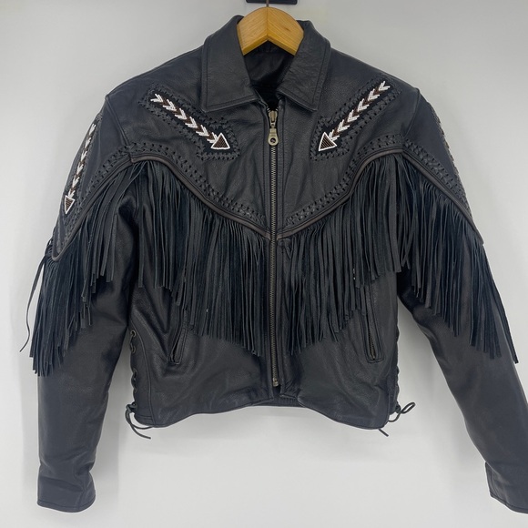 Unik Premium Leather Fringe Colorado Motorcycle Biker Jacket Coat Women’s Small - Picture 1 of 11